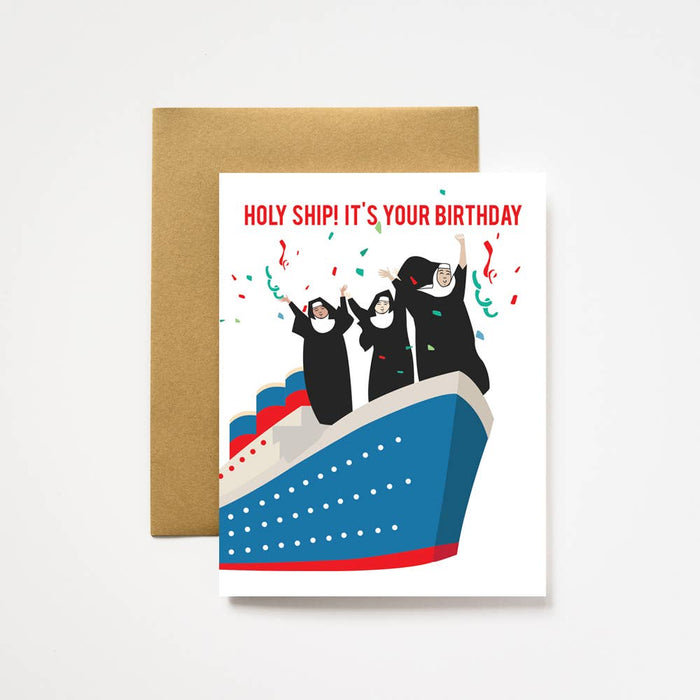 Holy Ship Birthday Greeting Card: 4.25" x 5.5" (fits a A2 Envelope)