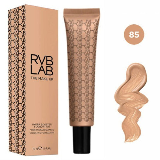 Hydra Booster Foundation 85 by RVB The Makeup in a beige tube with a swatch next to it.