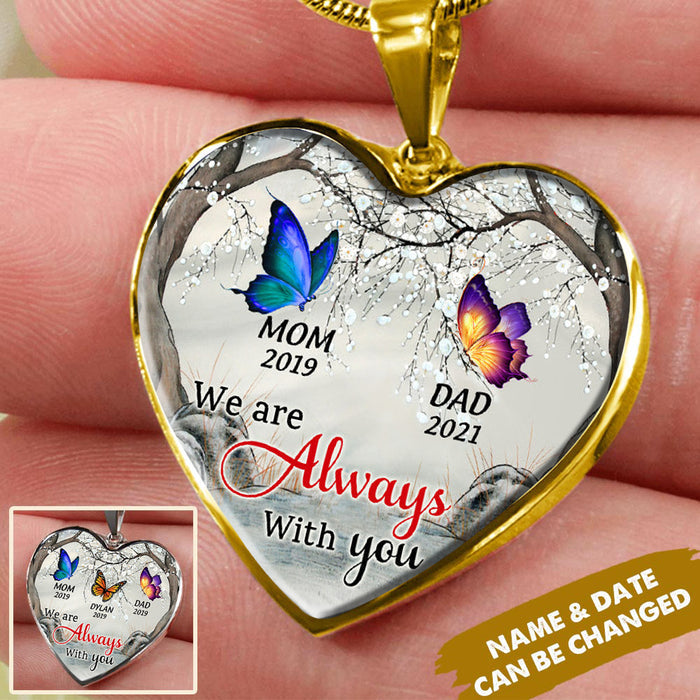 I Am Always With You Butterfly - Memorial Gift - Personalized Heart Necklace
