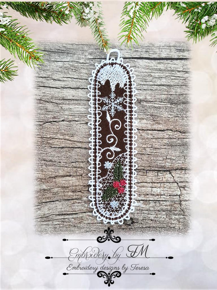 I gingerbread alphabet/5x7 hoop/combination of felt and lace