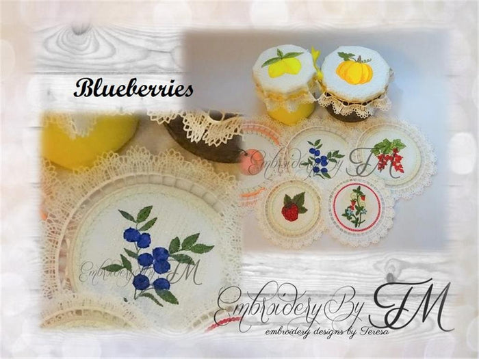 Jam jar covers or coaster - Blueberry / 4 sizes