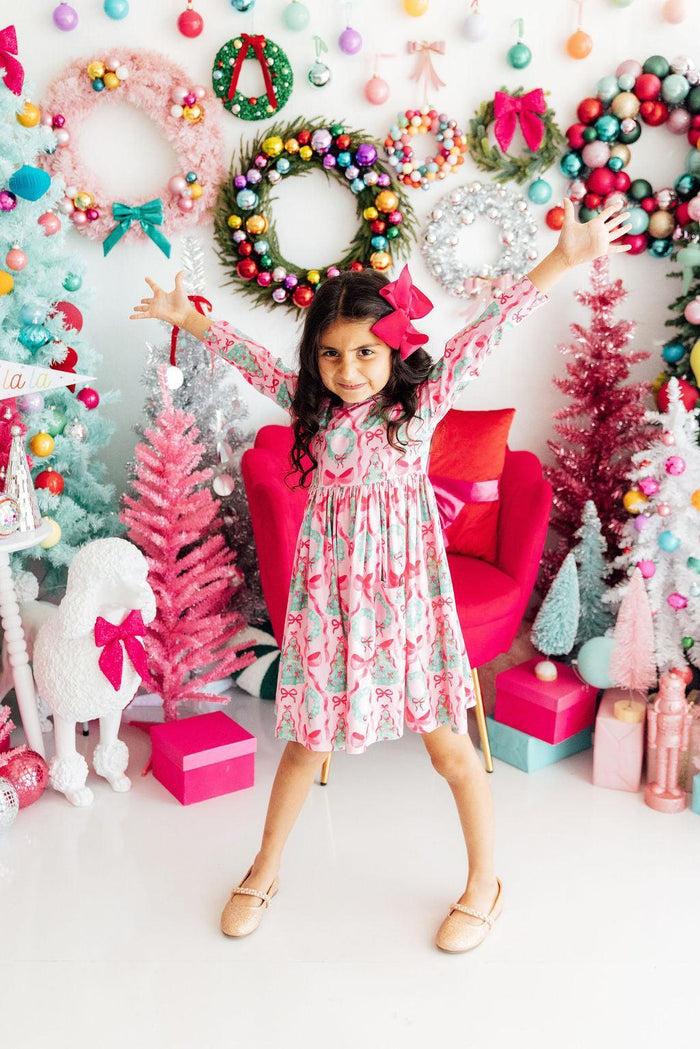 Jingle Bows L/S Pocket Twirl Dress-Mila & Rose ®