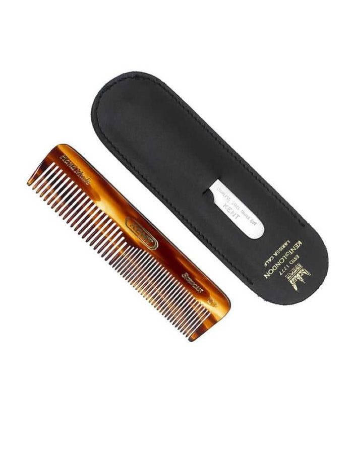 Kent handmade 112mm OT pocket comb with leather case