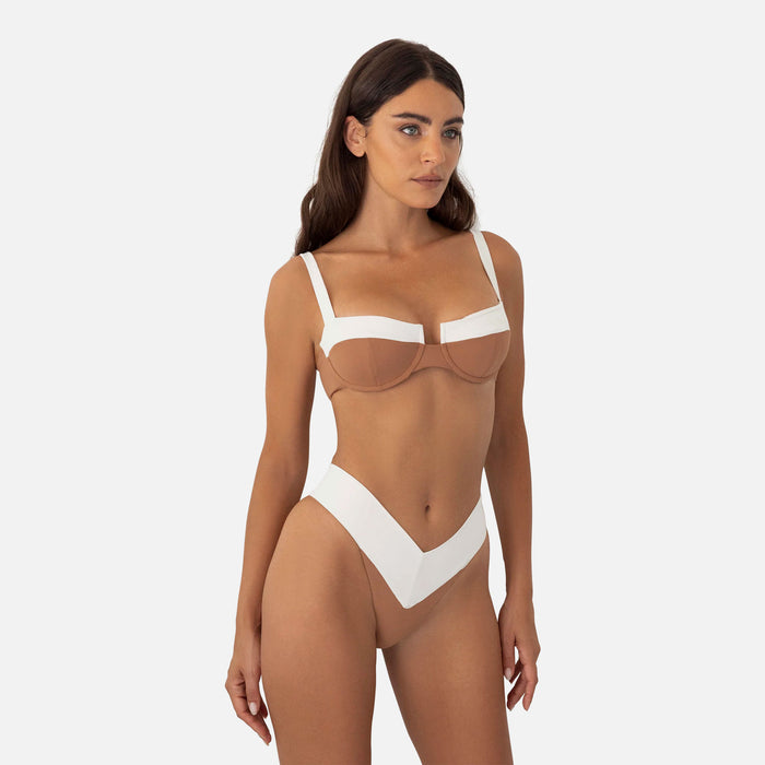 Kya Kenzie Swim Top - Sandstone / Vanilla