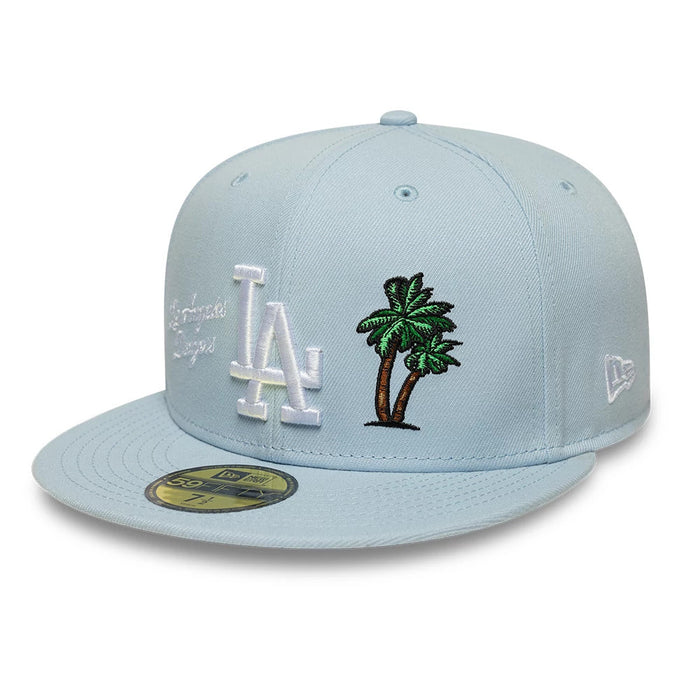 Pictured is this MLB City Icon LA Dodgers 59FIFTY Fitted cap in pastel blue. 1