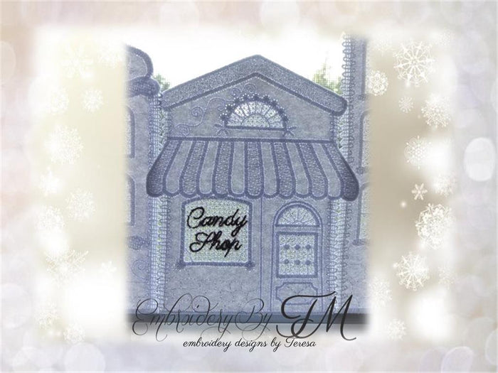 Lantern or window decoration / House No.2 / Combination of felt and lace