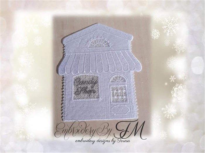 Lantern or window decoration / House No.2 / Combination of felt and lace