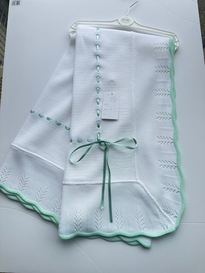 Luxury White/Mint Shawl 2220