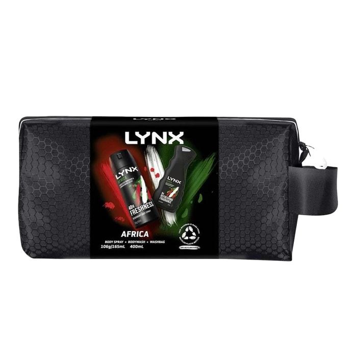 Lynx Africa black washbag front view