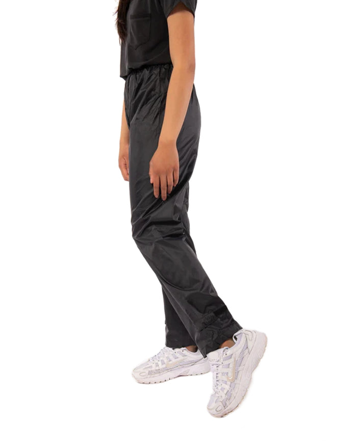 Black coloured Mac In A Sac Origin 2 Childrens Overtrousers on white background #colour_black