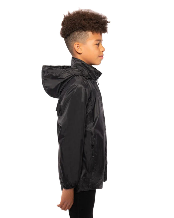Black Coloured Mac In A Sac Mini Origin Packable Waterproof Jacket on white background #colour_black