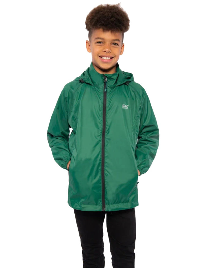 Bottle Green Coloured Mac In A Sac Mini Origin Packable Waterproof Jacket on white background #colour_bottle-green