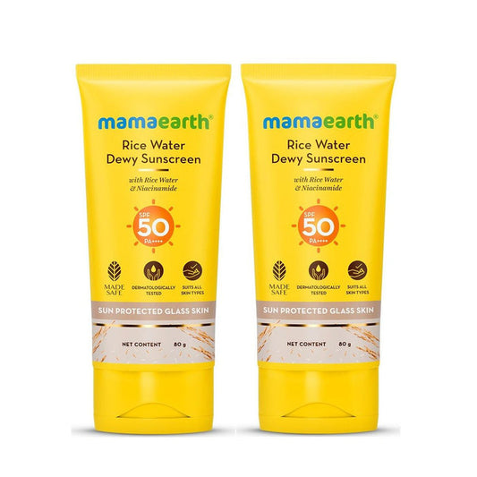 Mamaearth Rice Water Dewy Sunscreen with SPF 50 & PA++++ - 80g (Pack of 2)