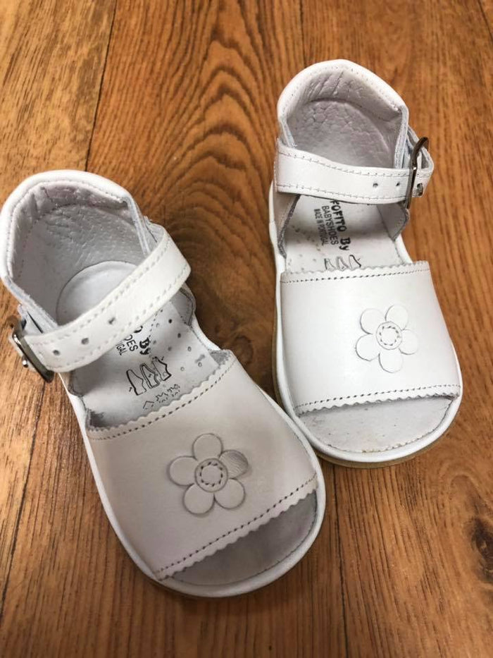 Maria Leather Sandals White
