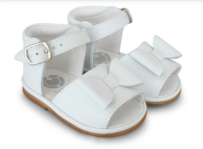 Marina White Leather Bow Sandals