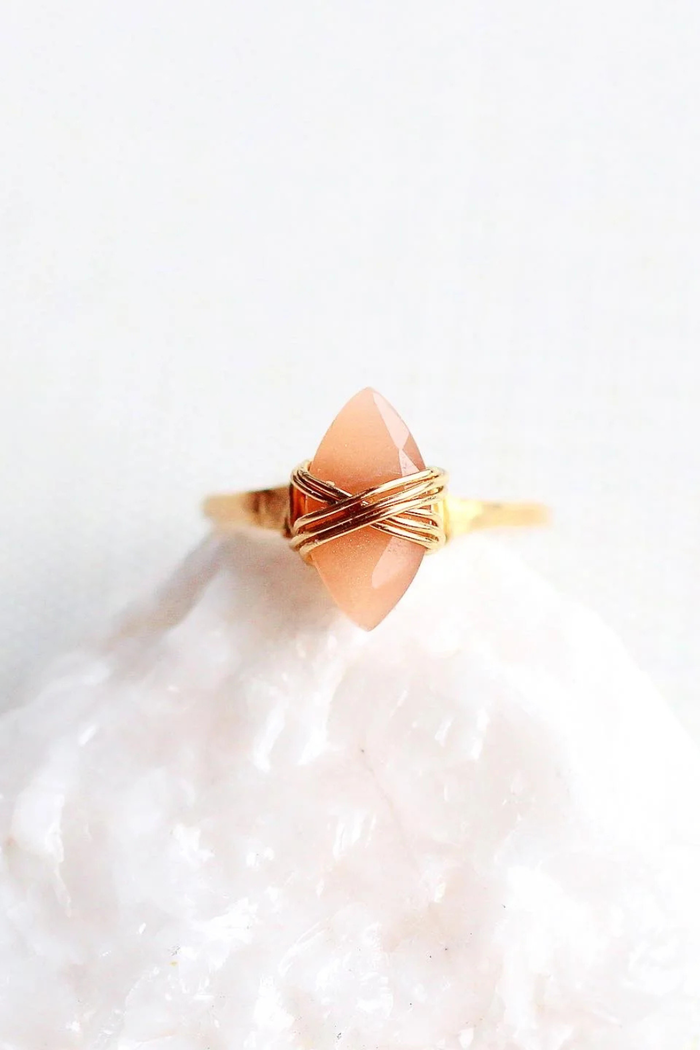 Saressa-Designs-Marquis-Caged-Ring-Peach-Moonstone