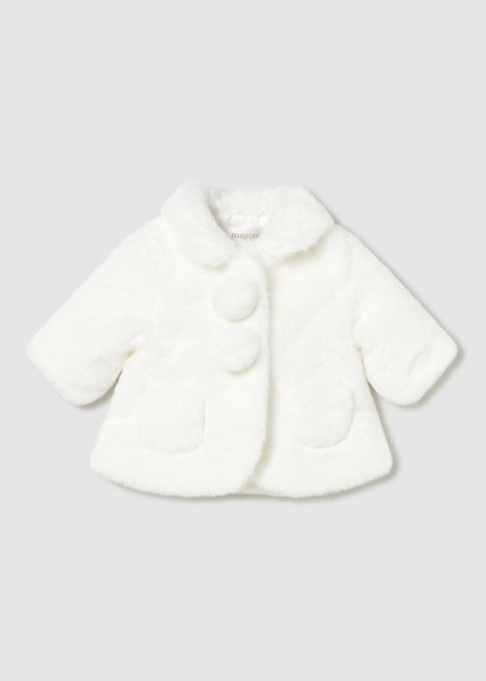 Mayoral Baby Ivory / Cream Fur Coat