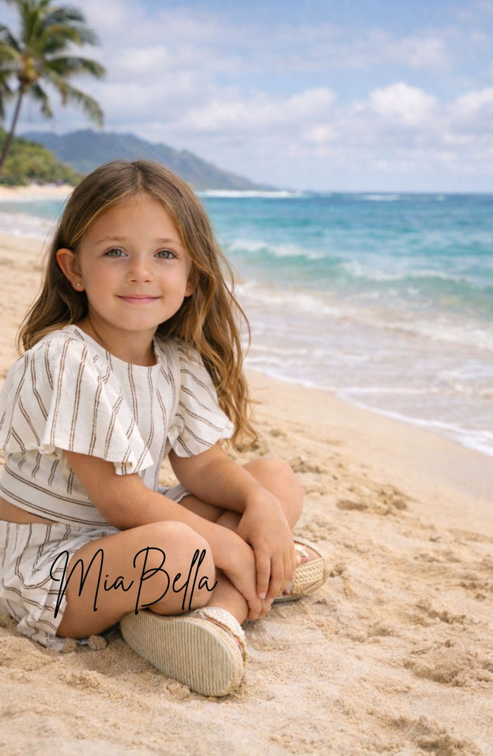 Mayoral Beige Striped Shorts Set