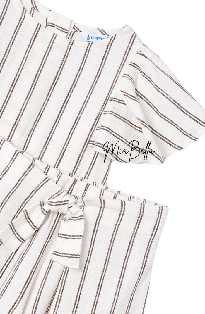 Mayoral Beige Striped Shorts Set