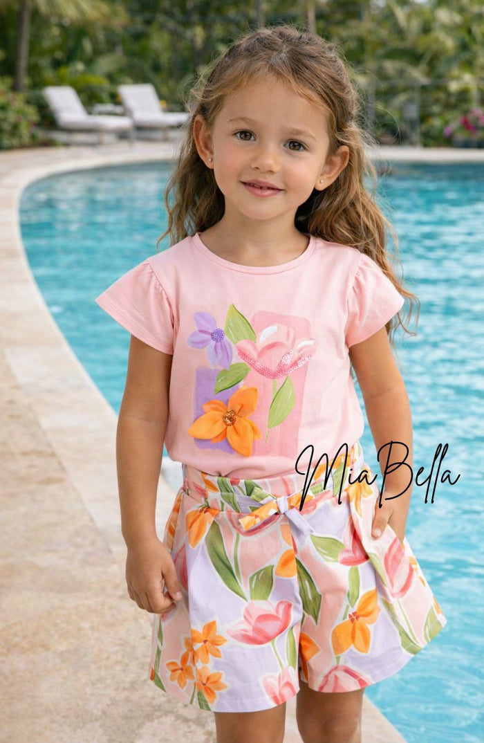 Mayoral Floral Shorts Set