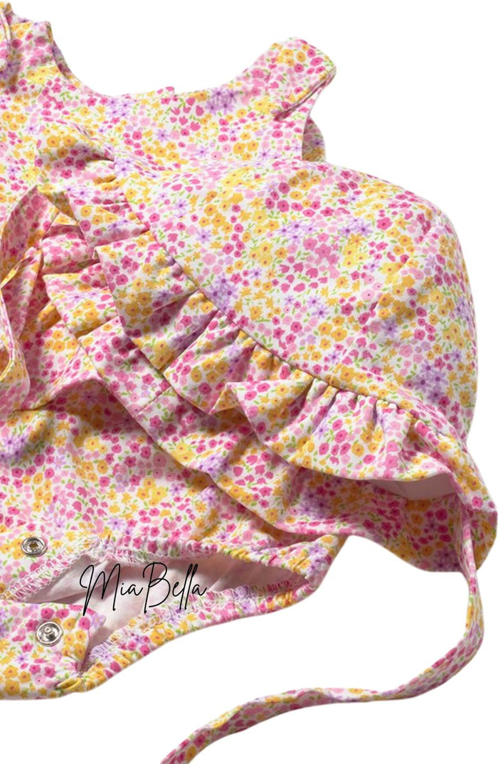 Mayoral Girls Floral Romper & Hat