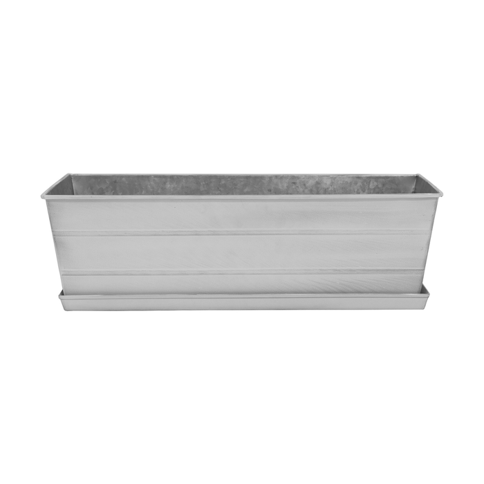 Medium Galvanized Flower Box with Tray- The Well Appointed House