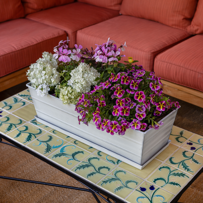 Medium Galvanized Flower Box with Tray- The Well Appointed House