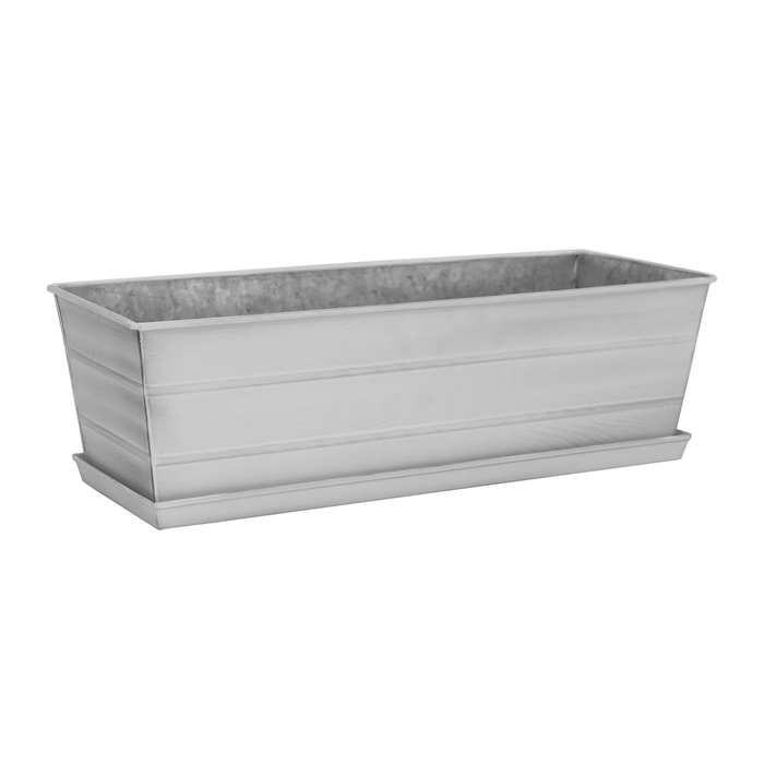 Medium Galvanized Flower Box with Tray- The Well Appointed House