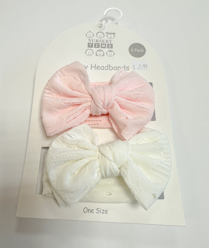 MIA BELLA 2 Pack of Headband Cream & Pink