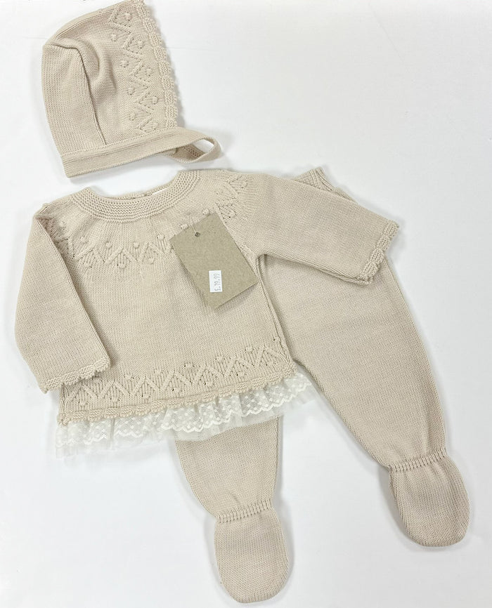 MIA BELLA 3 Piece Luxury Knitset Beige