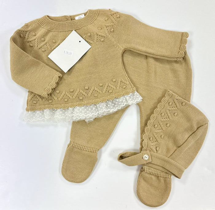 MIA BELLA 3 Piece Luxury Knitset Camel