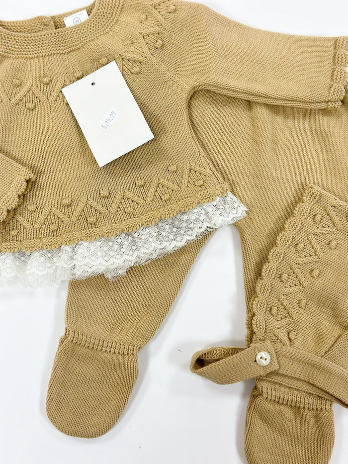 MIA BELLA 3 Piece Luxury Knitset Camel