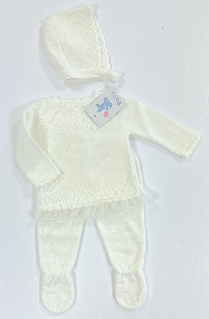 MIA BELLA 3 Piece Luxury Knitset Cream Knit