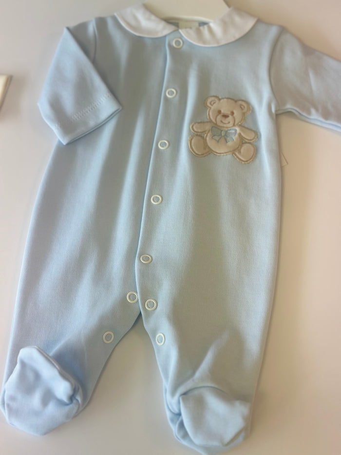 Mia Bella Blue Cotton Teddy Baby Grow