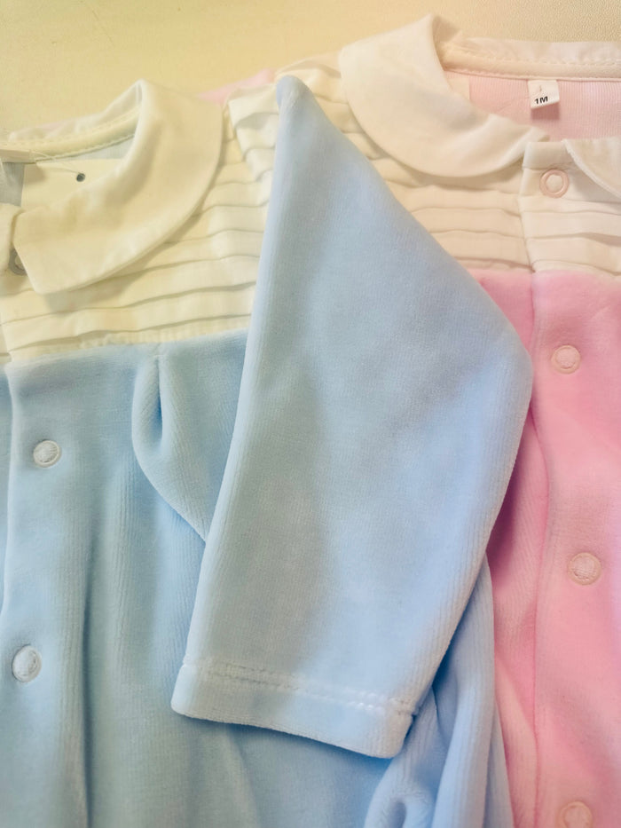 Mia Bella Blue Velour Romper 23105