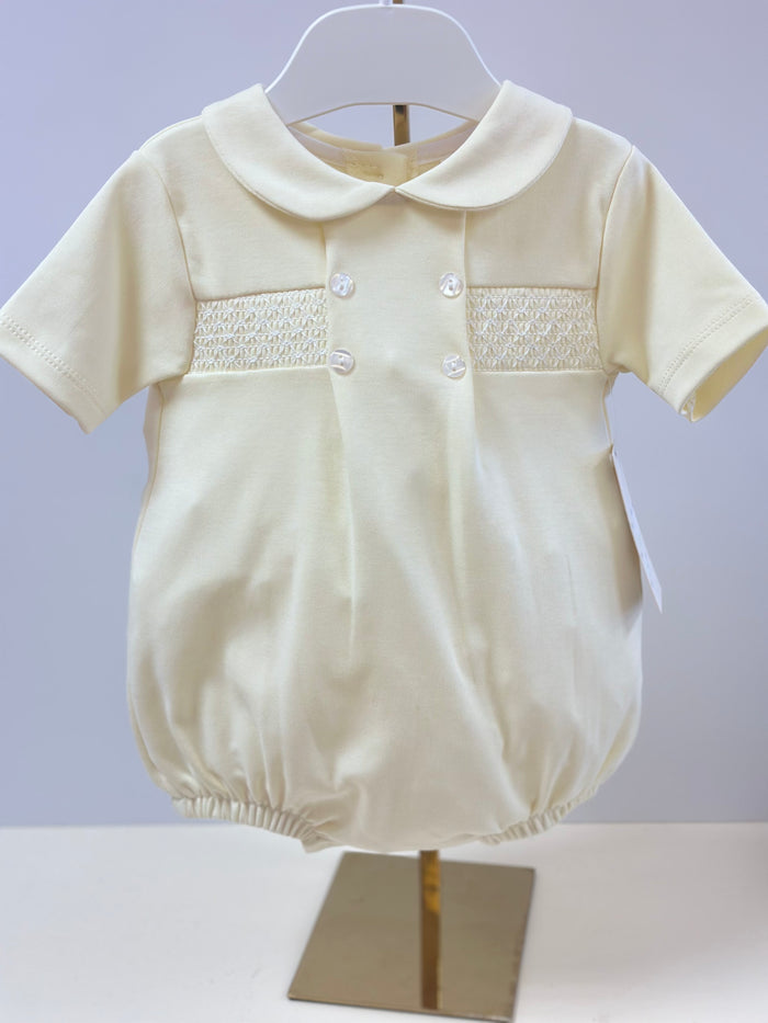 Mia Bella Boys Lemon Smocked Detail Romper