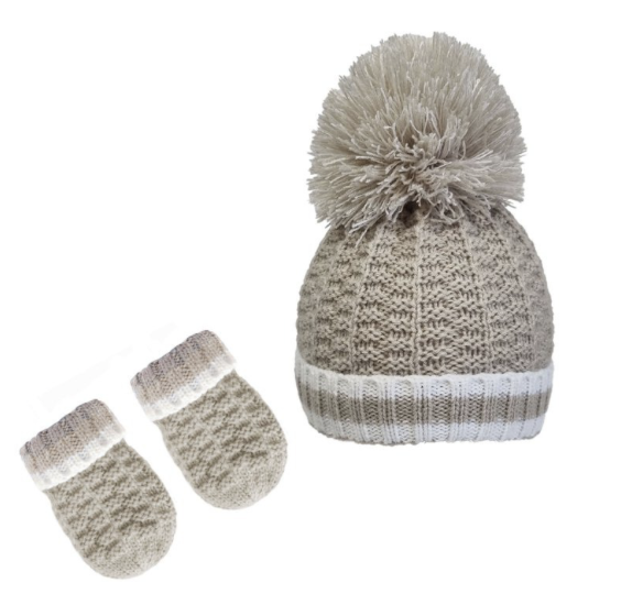 MIA BELLA Camel Knit Hat and Mittens