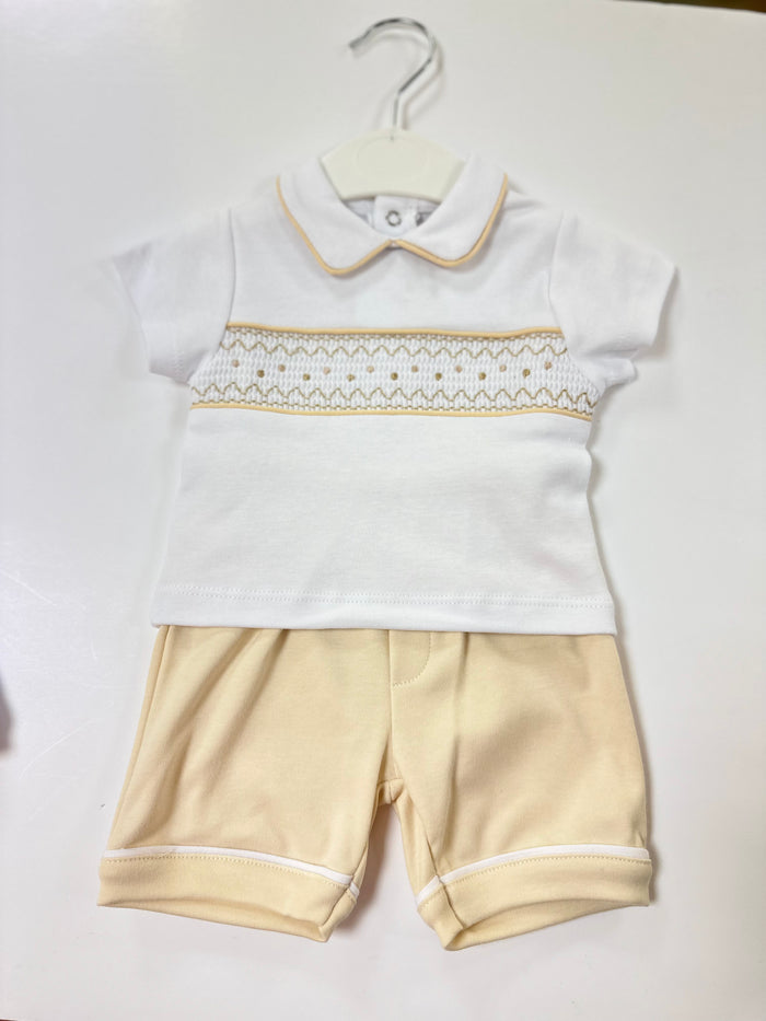 MIA BELLA Camel/White Shorts Set