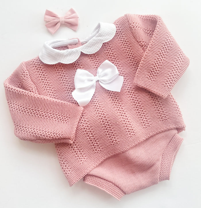 MIA BELLA Dusky Pink Knit Jam Pant Set