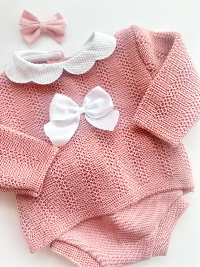 MIA BELLA Dusky Pink Knit Jam Pant Set