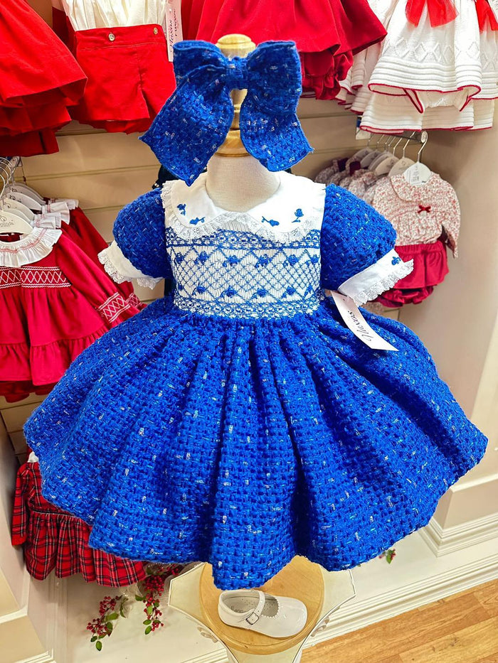 MIA BELLA Exclusive LUXE Naxos Cobalt Royal Blue Hand Smocked Dress
