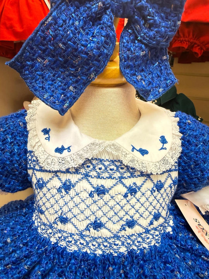 MIA BELLA Exclusive LUXE Naxos Cobalt Royal Blue Hand Smocked Dress