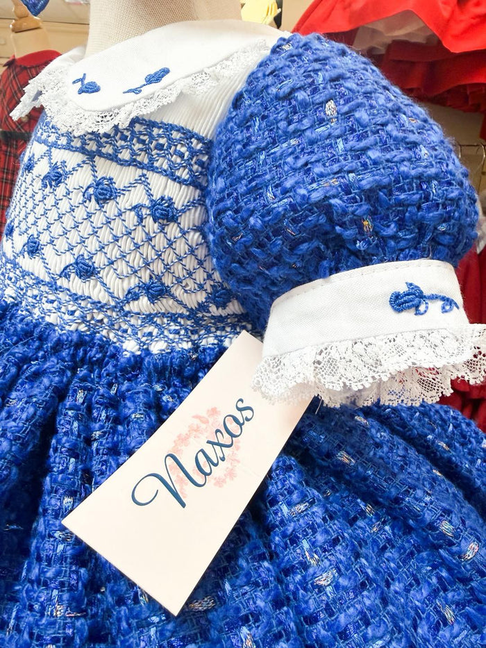 MIA BELLA Exclusive LUXE Naxos Cobalt Royal Blue Hand Smocked Dress