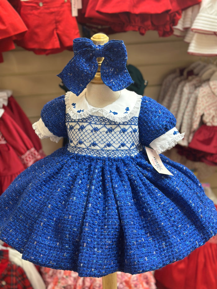 MIA BELLA Exclusive LUXE Naxos Cobalt Royal Blue Hand Smocked Dress