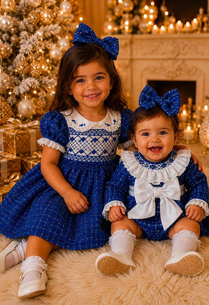 MIA BELLA Exclusive LUXE Naxos Cobalt Royal Blue Hand Smocked Dress