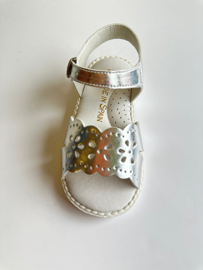 Mia Bella Girls Silver Leather Sandals