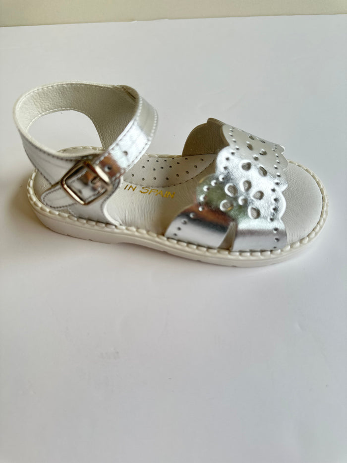 Mia Bella Girls Silver Leather Sandals
