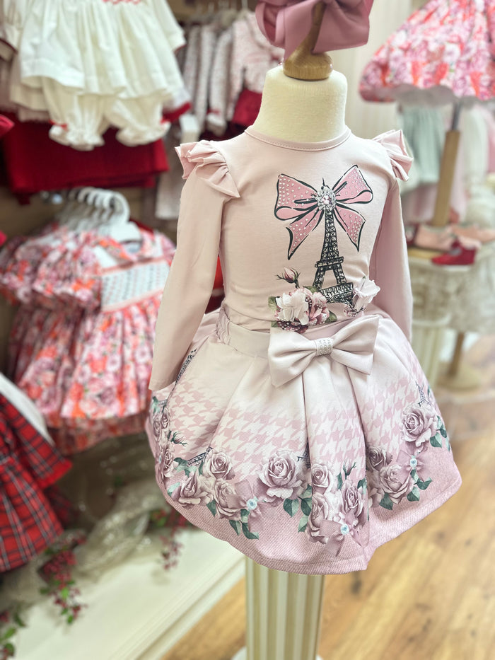 Mia Bella pink From Paris with love skirt set