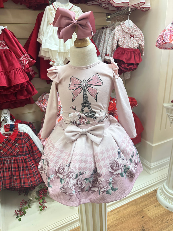 Mia Bella pink From Paris with love skirt set