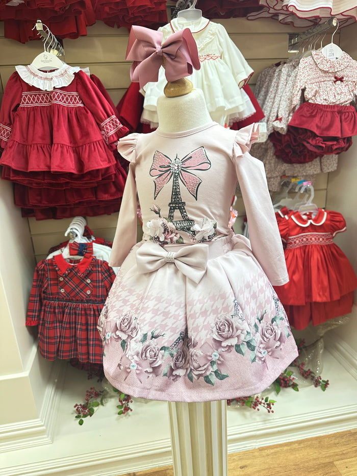 Mia Bella pink From Paris with love skirt set